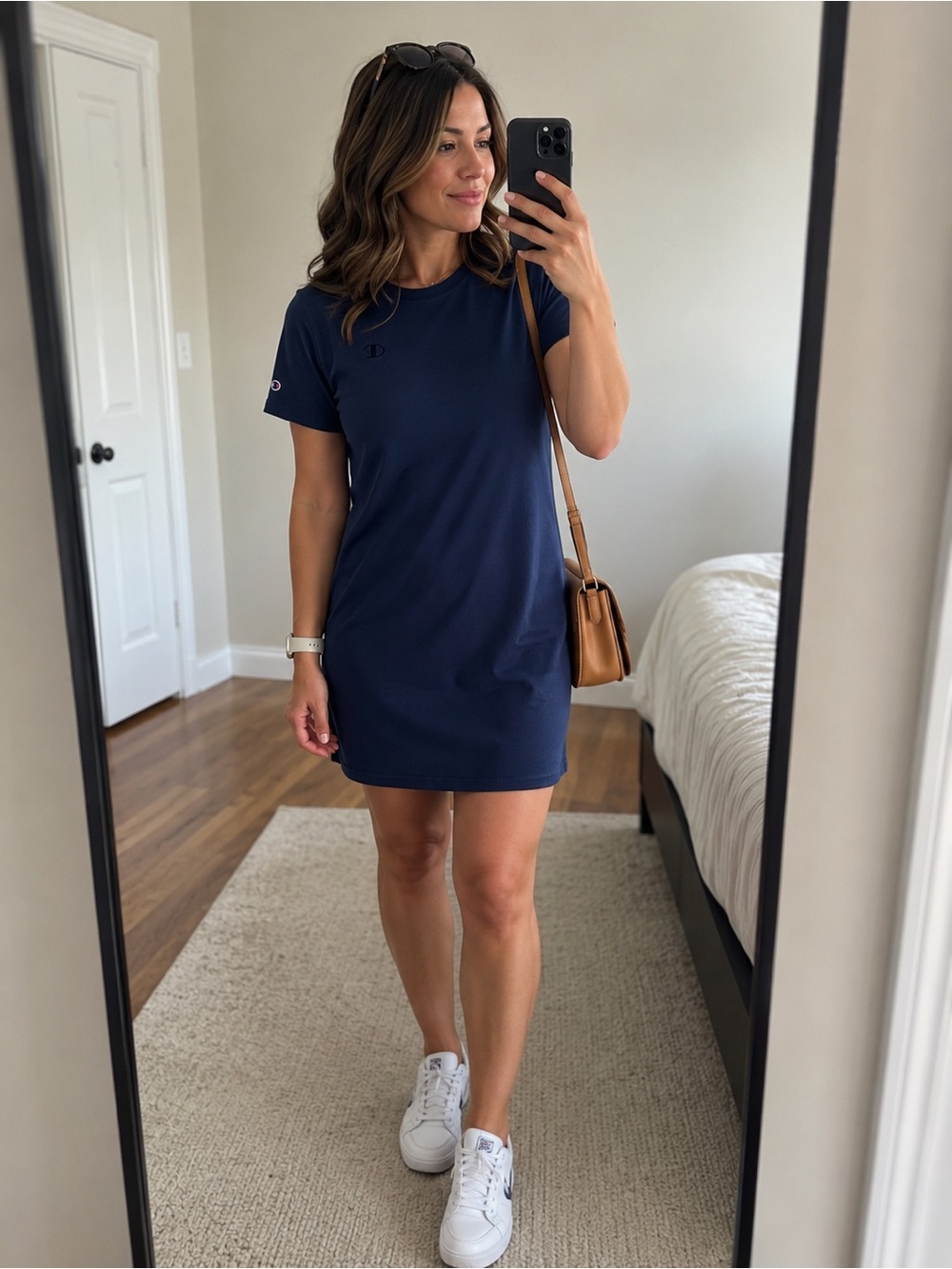 Champion Navy Short Sleeve Mini T-Shirt Dress